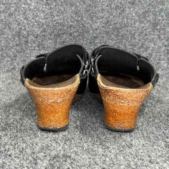 Papillio By Birkenstock Dana Wedge Clogs Women's 8 Black Leather Slip On Sandals - Picture 6 of 13